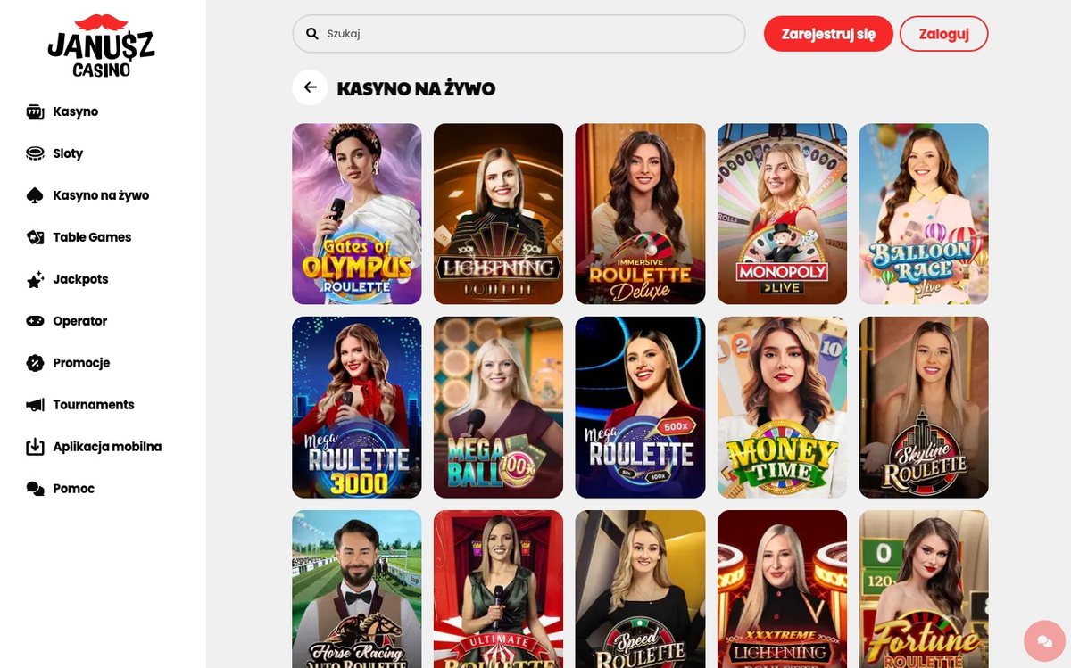 Kasyno na żywo w Janusz Casino