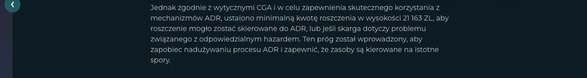 Fragment sekcji 11 regulaminu Rokubet ustalający minimalną kwotę roszczenia 21 163 zł, aby sprawa mogła trafić do niezależnego arbitrażu