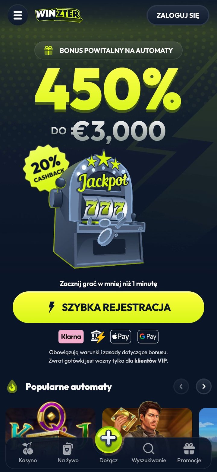 Winzter na smartfonie z dolnym paskiem nawigacji